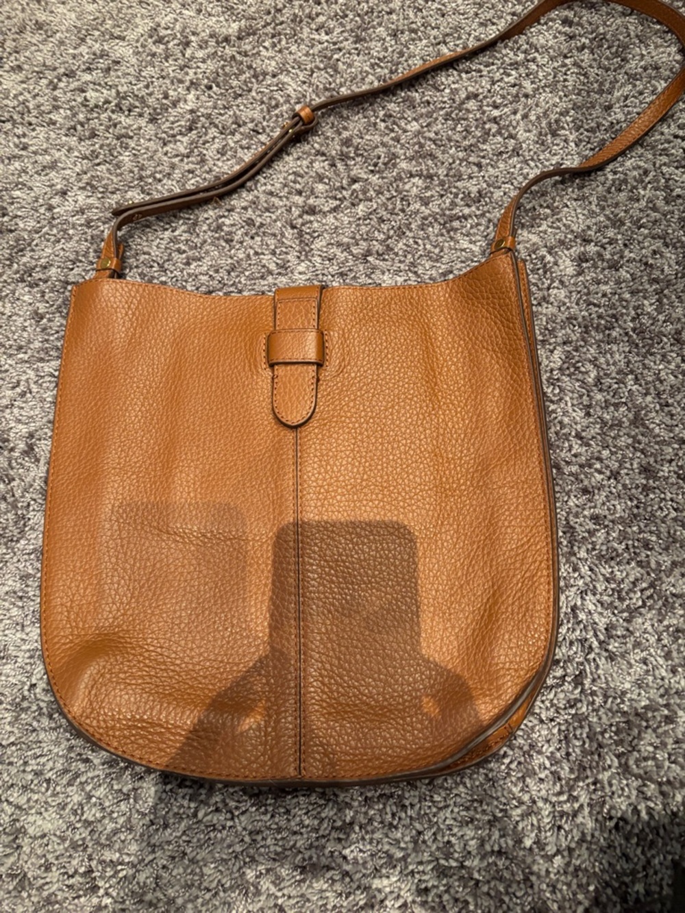Banana Republic Pebbled Leather Shoulder Bag in Cognac Brown
